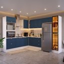 Ver imagem 1 de Cozinha Completa 9 Peças com Rodapé e Cristaleira com LED Pérola Yescasa