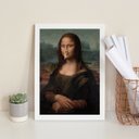 Ver imagem 1 de Quadro Decorativo Divertido Banheiro - Monalisa 24x18cm - com Vidro:moldura Branca