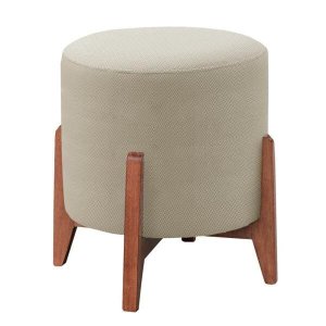 Puff Thor Luxo Banqueta Redonda Madeira Maciça