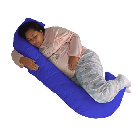 Travesseiro Gigante Multiuso Unissex Formato C Happy Line - Azul