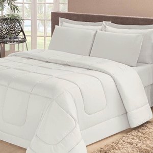 Kit com 6 Peças Edredom Soft Casa Dona Casal Branco