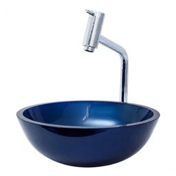 Cuba Redonda De Vidro 30X30Cm Azul Escuro Para Banheiro - 2