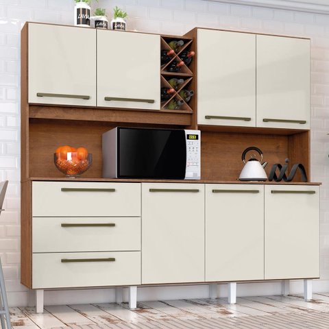 Armário Cozinha 7 Portas 3 Gavetas Natura Off White Ajax Zanzini