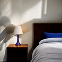 Ver imagem 2 de Abajur Quarto Luminária Pequena Paris Azul Cerâmica com Cúpula 49x25 Cm