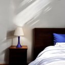 Ver imagem 5 de Abajur Quarto Luminária Pequena Paris Azul Cerâmica com Cúpula 49x25 Cm