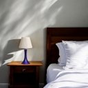 Ver imagem 4 de Abajur Quarto Luminária Pequena Paris Azul Cerâmica com Cúpula 49x25 Cm