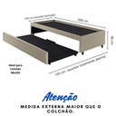 Ver imagem 3 de Bicama Box para Dois Colchões Solteirão 96x203 Courino Linho