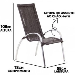 Jogo 3 Cadeiras Mesa Alumínio P/ Área Piscina e Jardim Trama Tabaco - 2
