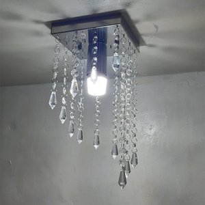 Lustre Para Sala Cristal Acrílico 14x14 Cm Alt 30 Cm Soq E27