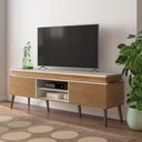 Ver imagem 1 de Rack Lumina para Tv até 75", Fita de Led Embutida 2 Portas e Cinamomo/off White- Artely