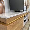 Ver imagem 6 de Rack Lumina para Tv até 75", Fita de Led Embutida 2 Portas e Cinamomo/off White- Artely