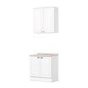 Ver imagem 3 de Cozinha Compacta 2 Peças 100% MDF com Tampo Branco HP/Calcare Americana