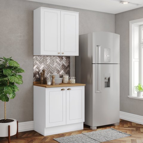 Cozinha Compacta 2 Peças 100% MDF com Tampo Branco HP/Nature Americana