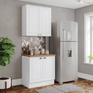 Cozinha Compacta 2 Peças 100% Mdf com Tampo Americana