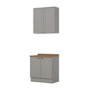 Ver imagem 3 de Cozinha Compacta 2 Peças 100% MDF com Tampo Cinza/Nature Americana