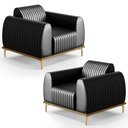 Ver imagem 1 de Kit 2 Poltronas Decorativas Base Gold Molino D06 PU B-159 Preto - Mpozenato
