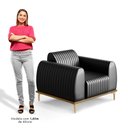 Ver imagem 5 de Kit 2 Poltronas Decorativas Base Gold Molino D06 PU B-159 Preto - Mpozenato