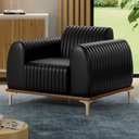 Ver imagem 2 de Kit 2 Poltronas Decorativas Base Gold Molino D06 PU B-159 Preto - Mpozenato