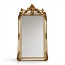 Ver imagem 1 de Espelho com Moldura Entalhada em Branco e Dourado a: 159cm L: 84cm C: 09cm