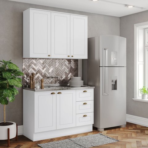 Cozinha Compacta 2 Peças 100% MDF Branco HP Americana