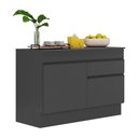 Ver imagem 1 de Balcão Cozinha 120cm com Rodapé 2 Portas 1 Gaveta Veneza Multimóveis V2117 Preto
