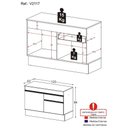 Ver imagem 3 de Balcão Cozinha 120cm com Rodapé 2 Portas 1 Gaveta Veneza Multimóveis V2117 Preto