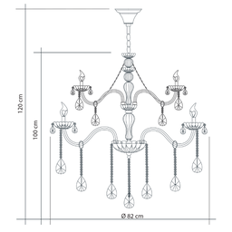 Lustre Pendente de Cristal Candelabro Maria Tereza Nice 18 lâmpadas E14 Bivolt:Transparente/110V/220 - 4