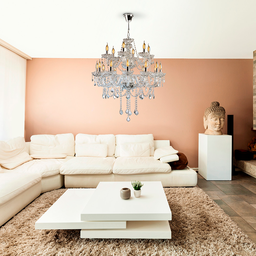 Lustre Pendente de Cristal Candelabro Maria Tereza Nice 18 lâmpadas E14 Bivolt:Transparente/110V/220 - 3