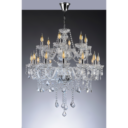 Lustre Pendente de Cristal Candelabro Maria Tereza Nice 18 lâmpadas E14 Bivolt:Transparente/110V/220 - 2