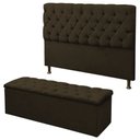Ver imagem 1 de Kit Cabeceira Baby + Calçadeira Itália Casal 140 CM Suede Marrom - D A Decor