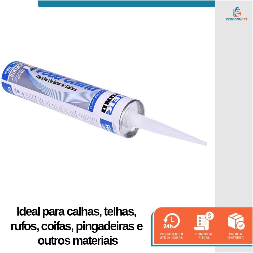 Kit Aplicador de Silicone Fechado + Veda Calha Coifas Rufos Tekbond Alumínio 280g - 6