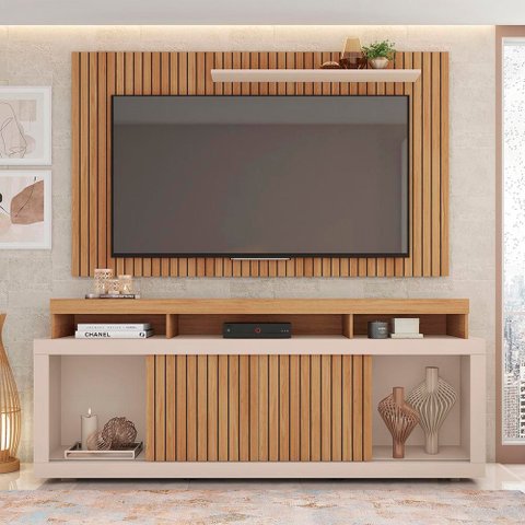 Painel Tv 60 Pol 180cm e Bancada com Rodízio Sala Navel C01 - D’Rossi