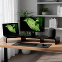 Ver imagem 1 de Suporte de Mesa Base Elevada Ajustável 3 Monitores Gamer Notebook Preto