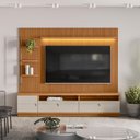 Ver imagem 7 de Painel TV até 75" Ripado com Rack e Módulo Esquerdo Nature e Off White 224x198 cm L04 - D'Rossi