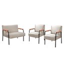 Ver imagem 2 de Conjunto com 2 Poltronas e Namoradeira Decorativa Jade Sala de Estar Bege