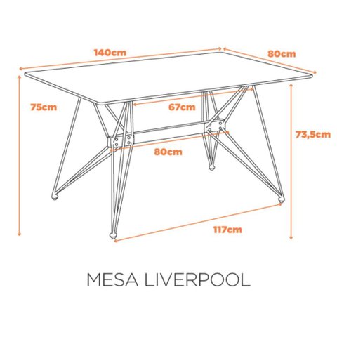 Base para Mesa Liverpool para Tampo até 140x80cm - Fratini