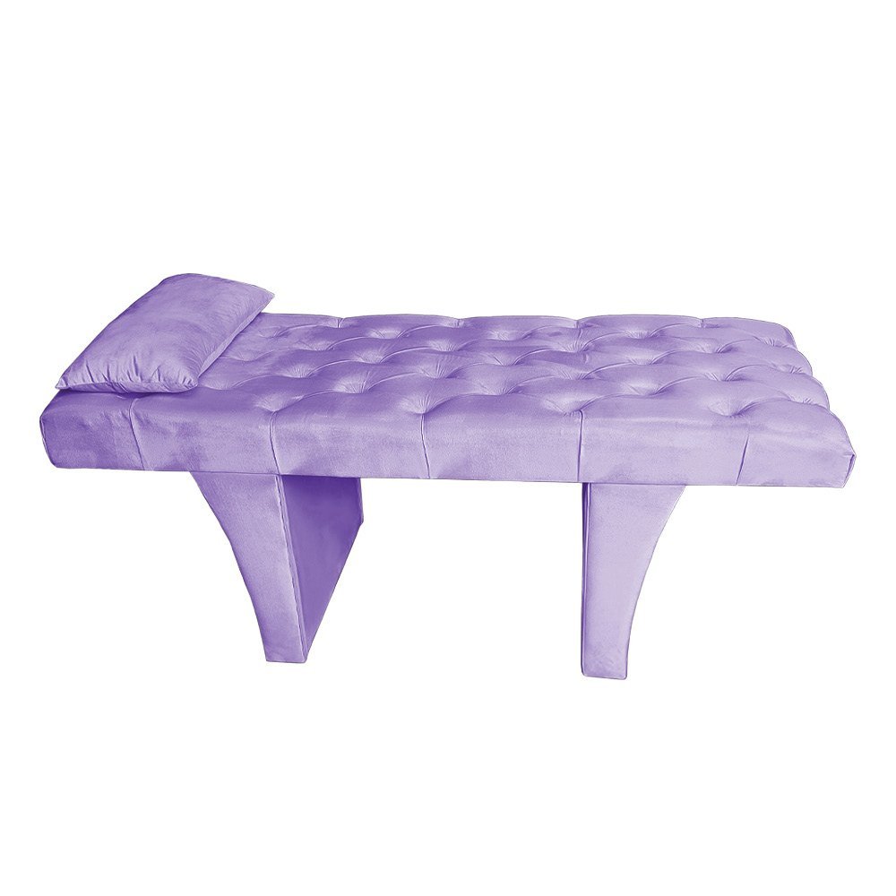 Kit Maca Estética Capitonê com Mocho e Escadinha 80 Cm Lilas Slk Decor Reta - 2