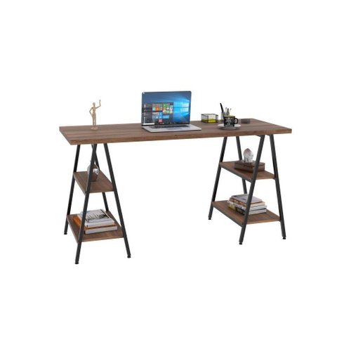 Mesa Cavalete 150X60X75Cm Nogal/Est.Preta