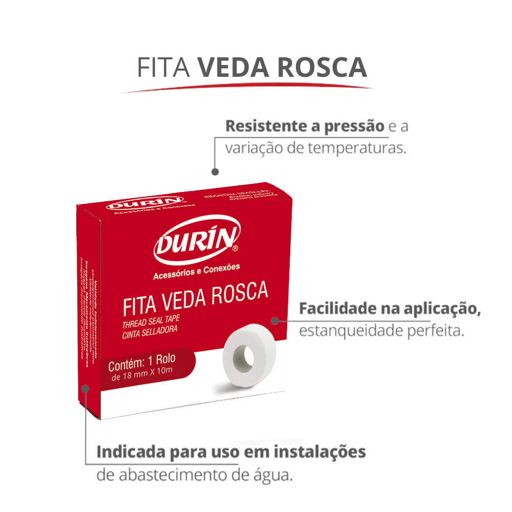 60 Unidades Fita Veda Rosca Tamanho 18mm X 10 Metros Durín - 2