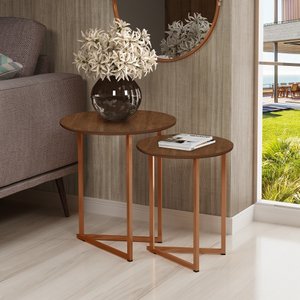 Jogo de Mesa Lateral Apoio Canto Jade Kit Sala Estar luxo