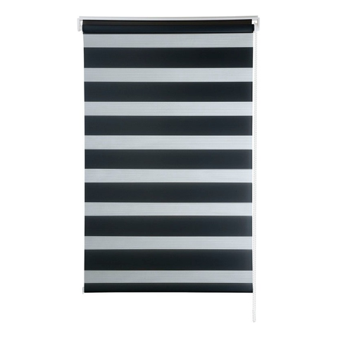 Persiana Rolô Zebra Dupla 1,20m X 1,60m Cor Preto Evolux