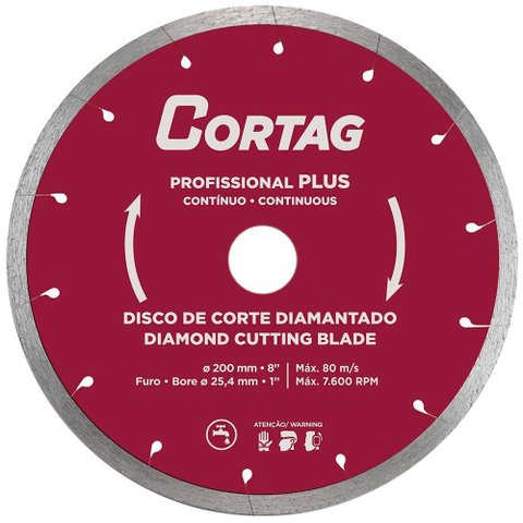 Disco de Corte Contínuo Diamantado Profissional Plus 200mm - Cortag