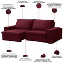 Ver imagem 4 de Sofá 3 Lugares Retrátil Reclinável para Sala 225cm Malfati F04 Veludo Vermelho - Lyam Decor