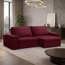 Ver imagem 3 de Sofá 3 Lugares Retrátil Reclinável para Sala 225cm Malfati F04 Veludo Vermelho - Lyam Decor