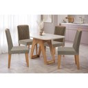 Ver imagem 1 de Conjunto: Mesa de Cozinha Carol Tampo Madeirado C/ Vidro 130x80cm e 4 Cadeiras Nicole Nature-