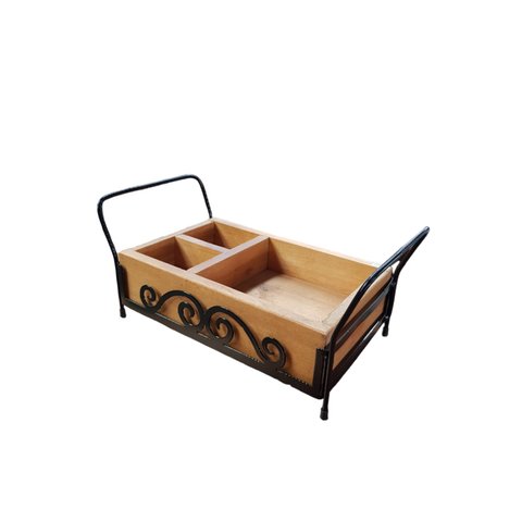 Porta Temperos Arabesco de Mesa Ferro e Madeira Rústico