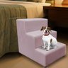 Escada Escadinha Pet Cachorro 3 Degraus Rampa Suede Dog:rosê - 3
