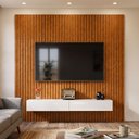 Ver imagem 1 de Rack Suspenso com Painel Ripado Moderno e Elegante 2 Gavetas:Branco