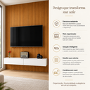 Ver imagem 2 de Rack Suspenso com Painel Ripado Moderno e Elegante 2 Gavetas:Branco