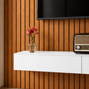 Ver imagem 3 de Rack Suspenso com Painel Ripado Moderno e Elegante 2 Gavetas:Branco